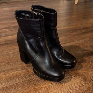 BAMBOO Black Heeled Ankle Boots